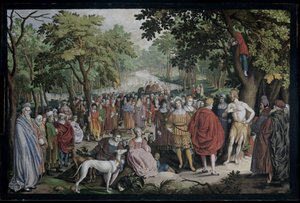 Johannes Kastajan saarna Jordan-joen rannalla tekijältä Nicolaes de Bruyn