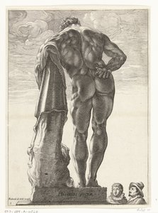 Hercules Farnese Hercules Victor (otsikko esineessä) Kolme antiikkipatsasta Roomassa Goltziuksen jälkeen (sarjan nimi) tekijältä Nicolaes de Bruyn