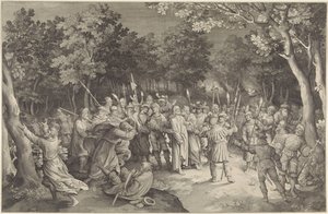 Judas Kiss ja Kristuksen pidätys tekijältä Nicolaes de Bruyn
