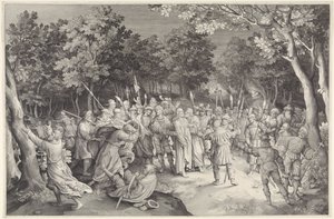 Judas Kiss ja Kristuksen pidätys tekijältä Nicolaes de Bruyn