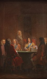 Christian V esittelee Tanskan lain 1683 tekijältä Nicolai Abildgaard