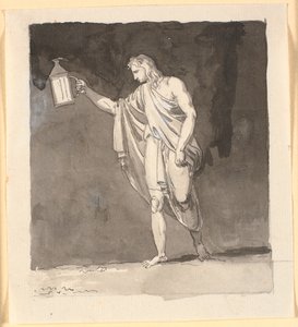 Diogenes loistaa pimeässä lyhdyn kanssa tekijältä Nicolai Abildgaard