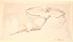 Nit, una figura femenina en repòs. Fet com a grisalla. Mateixa composició que el Td 542.38, però sense ales i amb acabat de pèl trencat tekijältä Nicolai Abildgaard