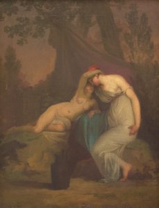 Kreikkalainen runoilija Sappho ja tyttö Mytileneestä tekijältä Nicolai Abildgaard