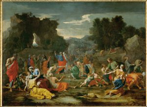 Les Israelites recuillant la manne dans le desert - israelilaiset keräävät mannaa erämaassa ...
