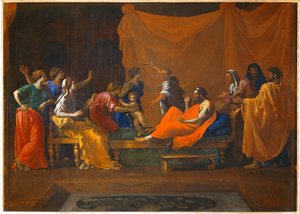 Moise enfant foulant aux pieds la couronne de Pharaon - Pikkulapsi Mooses talloo faraon kruunun ... tekijältä Nicolas (attr.to) Poussin