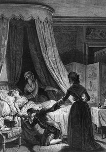 Julie ja Saint-Preux, kuvitus Jean-Jacques Rousseaun (1712-78) teoksesta "La Nouvelle Heloise"