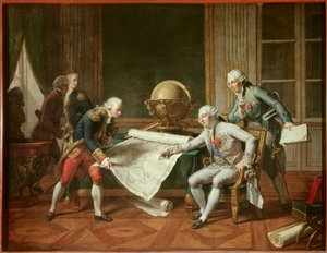 Ranskan kuningas Ludvig XVI (1754-1793) antoi ohjeita kapteeni Jean-Francois Galaupille, La Perousen jaarlille (Jean Francois Laperouse)