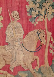 Livid Horse ja kuolema, Angersin Apocalypse Tapestry, 1373-87 (kuvakudos) tekijältä Nicolas Bataille