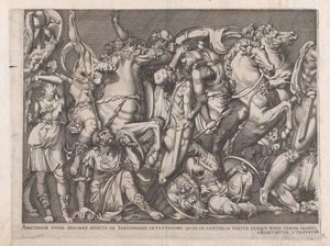 Rooman loiston peili: Amazonien taistelu, 1559, 1559. tekijältä Nicolas Beatrizet