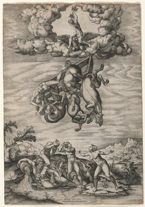 Phaetonin kukistuminen, n. 1545. tekijältä Nicolas Beatrizet