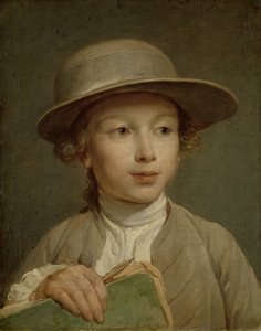Boy with a Drawing Book Jongen met een tekenboek