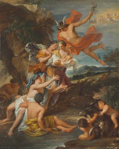Mercury uskoo vauvan Bacchuksen Nysan nymfien käsiin