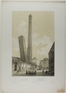 Bologna: Asinellin ja Garisendan tornit, taulu 40 teoksesta Italie Monumentale et Pittoresque.