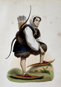 Samoiede, Siperian asukas, värillinen kaiverrus Aasian tullista, Nicolas Dally (1792-1862), Venäjä