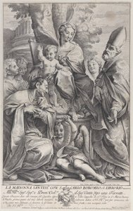 Neitsyt ja lapsi Saint Liboriuksen ja Carlo Borromeon kanssa, 1693-95, 1693-95. tekijältä Nicolas Dorigny