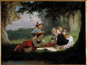 Le gouter champetre Nicolas Gaben (1814-1865) maalaus 1800-luvun yksityinen kokoelma tekijältä Nicolas Edward Gabe