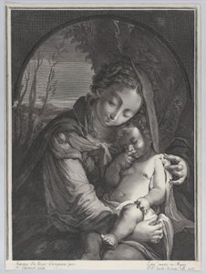 Neitsyt nukkuvan Kristus-lapsen kanssa, 1708., 1708. tekijältä Nicolas Etienne Edelinck