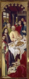 Triptyykki: Maria Magdaleena pesee Jeesuksen jalkoja (oikea paneeli) (tempera paneelissa tekijältä Nicolas Froment