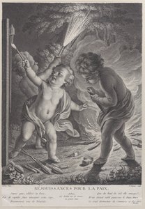 Rauhaa juhlimassa Rauhaa juhlimassa, kolme puttia ilotulituksella, 1745-71., 1745-71. tekijältä Nicolas Gabriel Dupuis