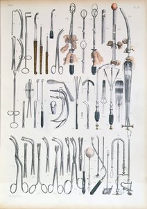 Kirurgiset instrumentit nielurisojen leikkauksiin, levy Jean-Baptiste Marc Bourgeryn (1797-1849) 
