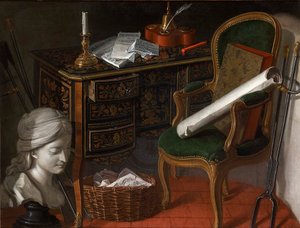 Yksi Devants de Cheminée -parista: Kirjoituspöytä, 1777