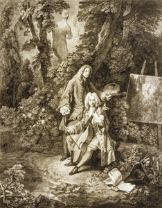 Gentlemen de Jullienne et Watteau tanssii Watteaun maalauksen jälkeen