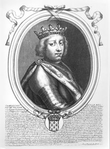 Kaarle IV (1294-1328) Messu, Ranskan ja Navarran kuningas, teoksesta Les Augustes Representations de tous les Rois de France Pharamondista Ludvig XIV:hen, Pariisi, 1679