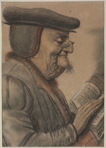 Kirjaa lukeva iäkäs mies, 1600-luvun ensimmäinen puolisko. tekijältä Nicolas Lagneau