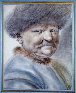 Pietari I Suuren (1672-1725) Venäjän tsaarin muotokuva. Nicolas Lagneaun musta kivipiirros (1500-1600-luku) Dim. 0,31x0,25 m. Chantilly, Conden museo