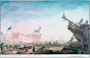Laivan laukaisu Brestissä, c1750-1810