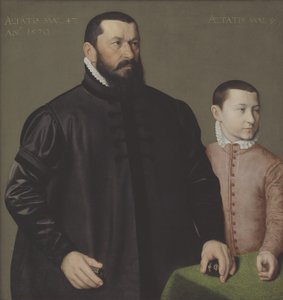 Muotokuva Nürnbergin kultasepästä Hans Lenckeristä (1523-1585) ja hänen 9-vuotiaasta pojastaan Elisius nuoremmasta