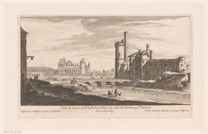 Vista del Louvre Veue du Louvre et de la Porte de Nesle (...) (títol sobre objecte)finès tekijältä Nicolas Perelle