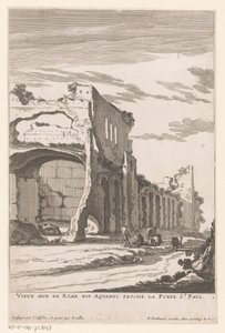 Akveduktin rauniot Roomassa Vieux Mur de Rome dit Aquaduc proche la Porte St. Paul (otsikko esineessä)