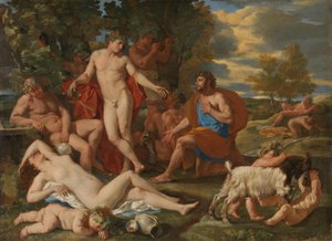Midas ja Bacchus tekijältä Nicolas Poussin