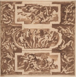 Modello for a Ceiling: Diana ja Dead Endymion, Pariisin tuomio ja Adonisin kuolema tekijältä Nicolas Poussin