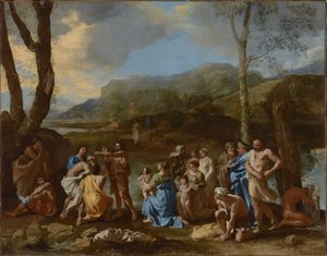 Pyhä Johannes kastaa Jordanissa tekijältä Nicolas Poussin