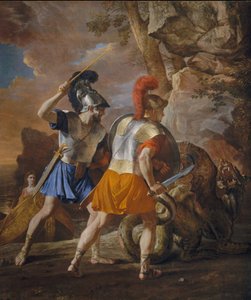 The Companions of Rinaldo, n. 1633 (öljy kankaalle) tekijältä Nicolas Poussin