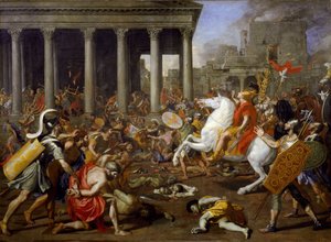 Jerusalemin temppelien tuhoaminen Tituksen toimesta tekijältä Nicolas Poussin