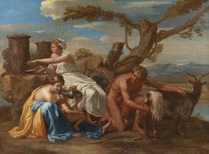 Amalthea-vuohen imettämä Jupiter-lapsi tekijältä Nicolas Poussin