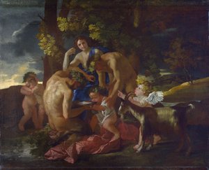 Bacchuksen hoito, n. 1628-29 tekijältä Nicolas Poussin
