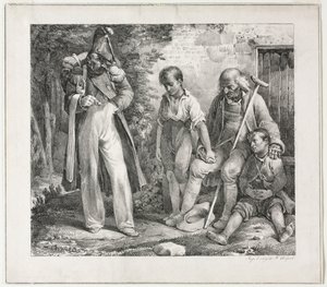 Almua kerjäämässä, 1819. tekijältä Nicolas Toussaint Charlet