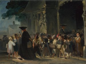 Lapset kirkon ovella vuosina 1817-1845 tekijältä Nicolas Toussaint Charlet