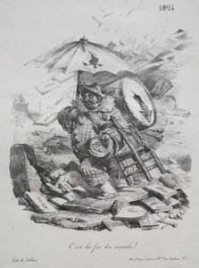 Litografiset luonnokset: Se on maailmanloppu! etukappale, 1824. tekijältä Nicolas Toussaint Charlet