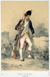 Ranskalaisen kaartin jäsen (14. heinäkuuta 1789). Kaiverrus Nicolas Toussaint Charlet (1792-1845) tekijältä Nicolas Toussaint Charlet
