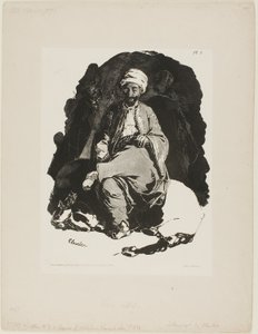 Istuva turkki, yksi levy Charletin Ink Sketchesistä tekijältä Nicolas Toussaint Charlet