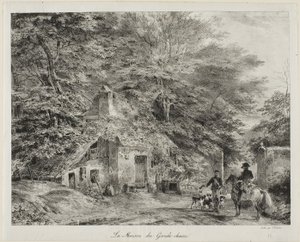 Riistanvartijan mökki, vuoden 1826 albumista. tekijältä Nicolas Toussaint Charlet