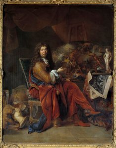 Muotokuva Charles Lebrunista (Le Brun) (1619-1690), ensimmäinen kuningas Ludvig XIV:n maalari Nicolas de Largillieren (1656-1746) maalaus Dim. 2,32 x 1,81 m. Pariisi. Louvren taidemuseo
