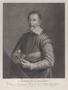 Koomikon muotokuva: Francesco Andreinin muotokuva maskia pitelemässä, 1729-40., 1729-40.