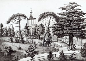 Labyrintti Jardin des Plantesista, Pariisista, kaivertanut Francois Aubertin (177383-1821) tekijältä Nicolas the Younger Huet